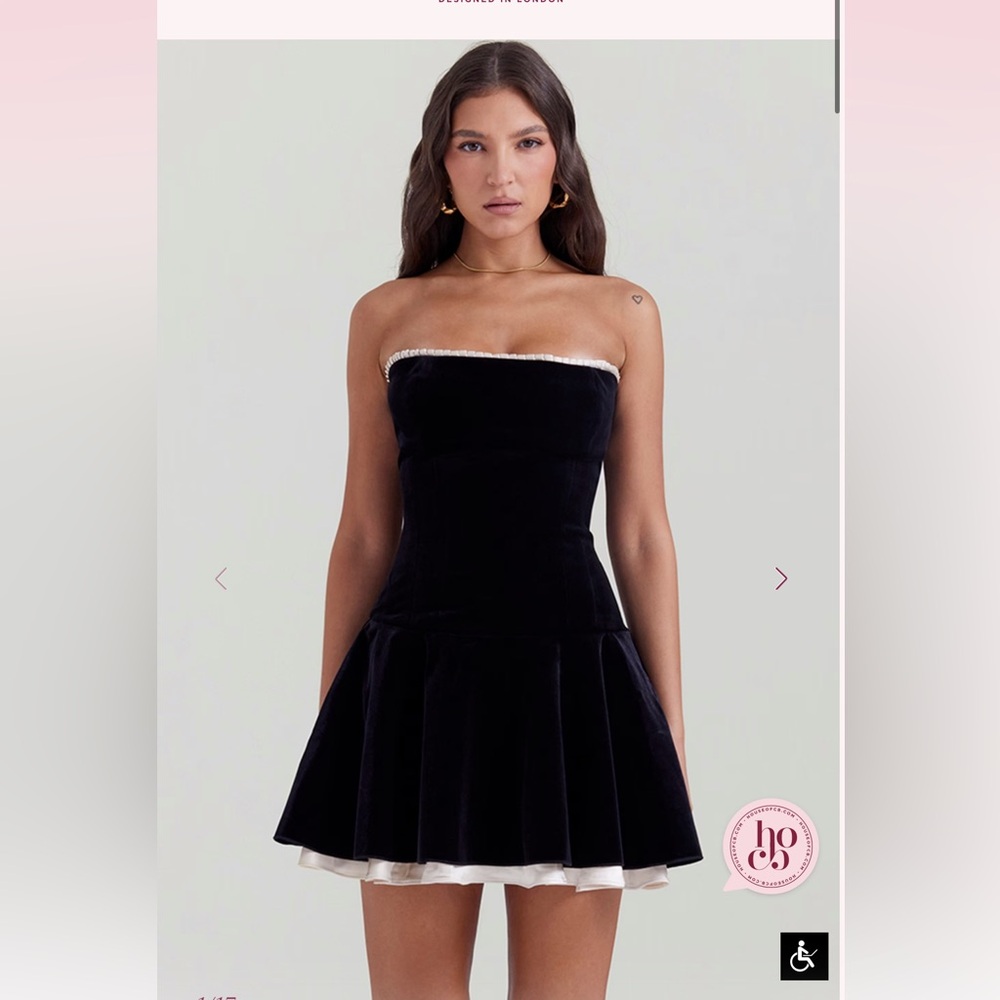 House of CB MARILLA Black Velvet Strapless Dress
